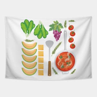 Food Flat Lay Tapestry