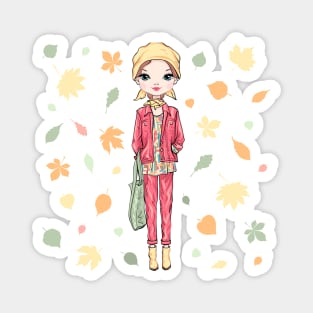 Copy of Girl in autumn clothes Magnet