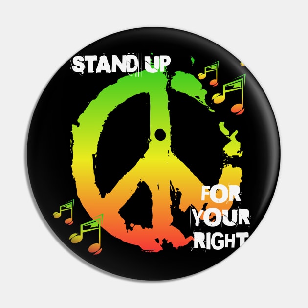 Reggae Peace Sign Stand Up Pin by RockReflections