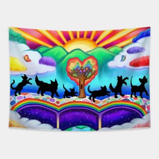 Cats Arrival at the Rainbow Bridge Tapestry