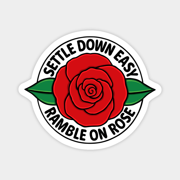 Ramble on Rose. Red Rose with Leaves Magnet by maboles