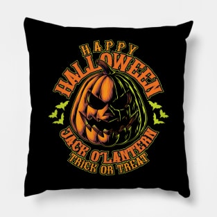 Halloween - Pumpkin Jack O' Lantern Illustration Pillow