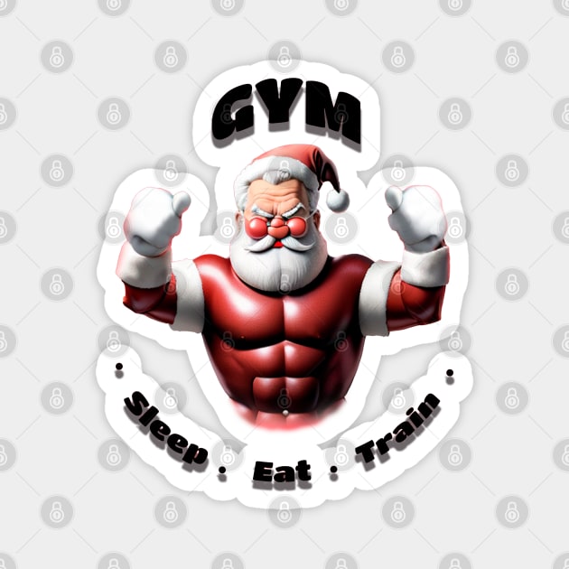 Santa Claus training in the gym Magnet by Quasars Moon