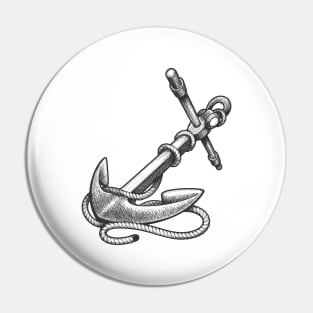 Ship Anchor Tattoo in engraving Style Pin