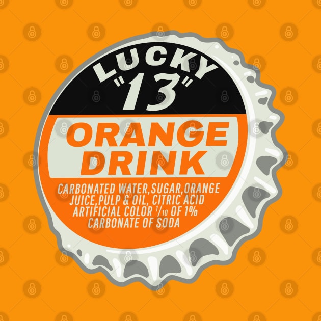 Vintage Lucky 13 Orange Soda Bottlecap by StudioPM71