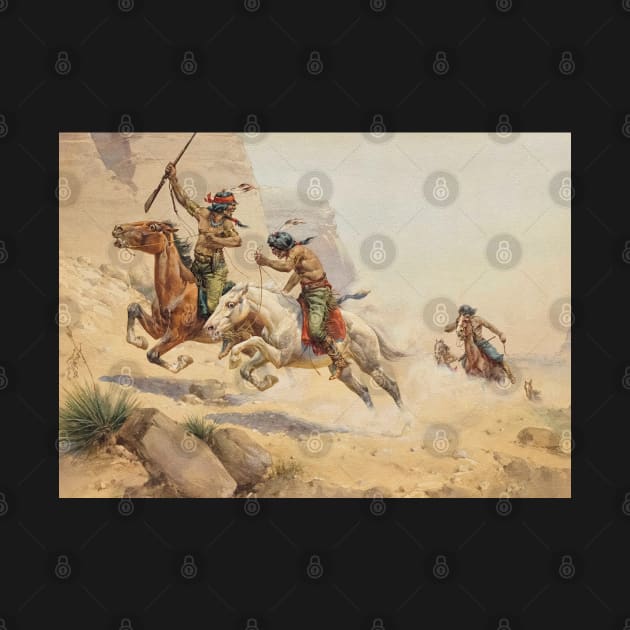 Native American Warriors - Vintage Western American Art by Click Here For More