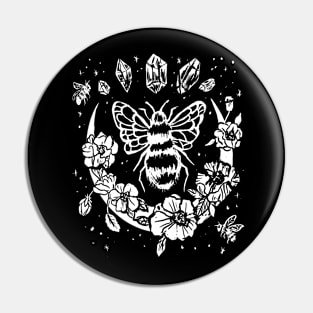 Honey Bee, Crescent Moon, Flowers Witchy Gothic Punk Pin