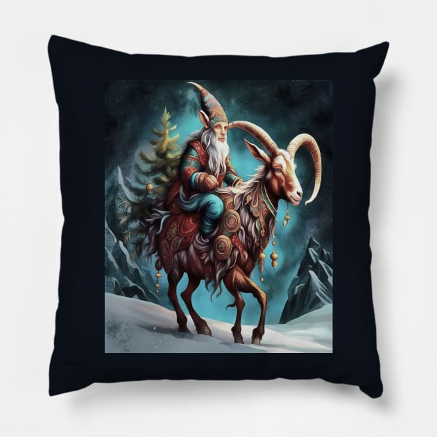 Julbocken Yule Goat And Tomte Scandanavian Mythology Pillow by taiche