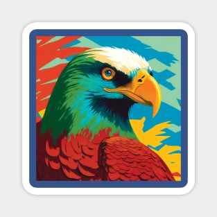 Majestic Eagle in Bold Red, Green and Blue Magnet