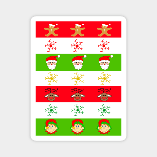 RED And Green Santa Funny Claus Christmas Stripes Magnet