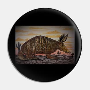 Armadillo in the Desert at Sunset Pin