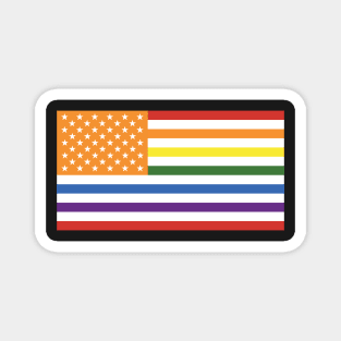 LGBTQ+ PRIDE US FLAG - AMERICAN FLAG IN THE PRIDE RAINBOW FLAG COLOURS Magnet