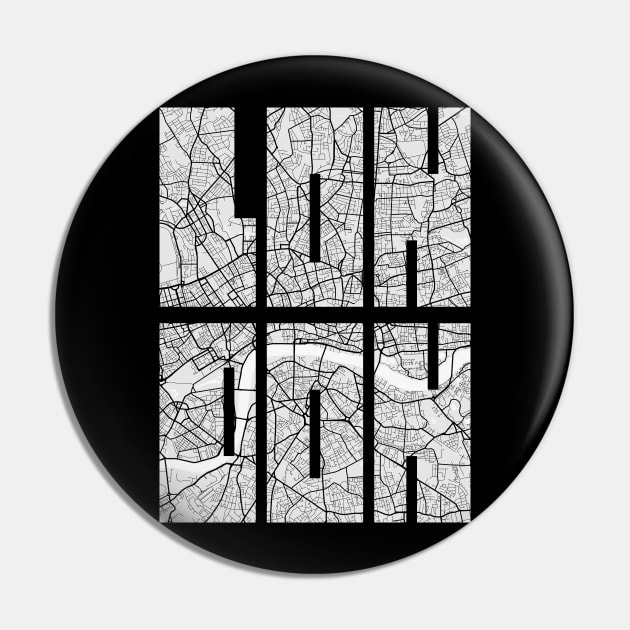 London, England, UK City Map Typography - Light Pin by deMAP Studio