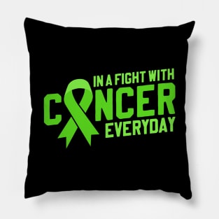 Fight With Cancer Everyday | Green Ribbon for Lymphoma Pillow