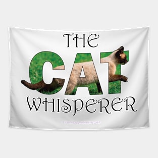 The Cat Whisperer - siamese cat oil painting word art Tapestry