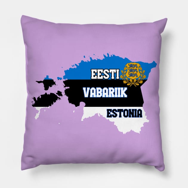 Estonia map & flag Pillow by Travellers