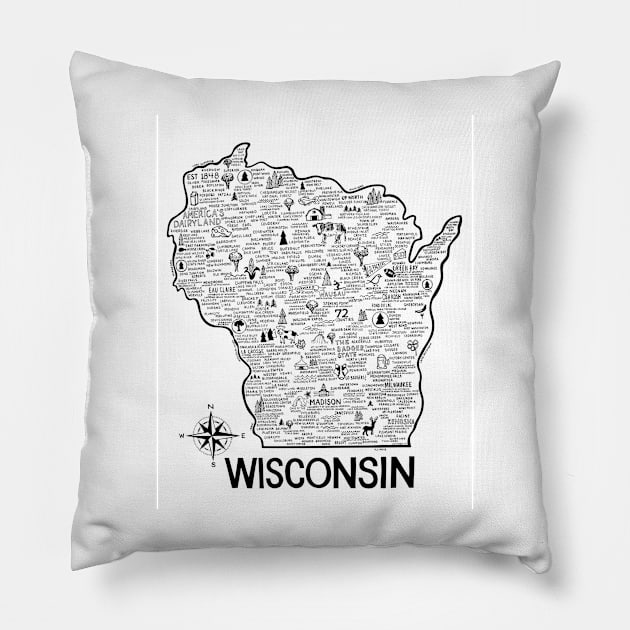 Wisconsin Map Pillow by fiberandgloss