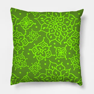 Snowflake Flowers green Pillow