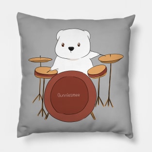 Drummer White Polar Bear | Bunniesmee Pillow