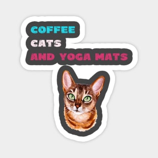 Coffee cats and yoga mats funny yoga and cat drawing Magnet