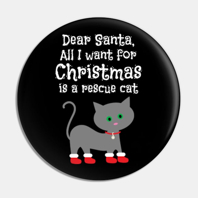 Rescue Cat for Christmas Cat Lover Gift Pin by MedleyDesigns67