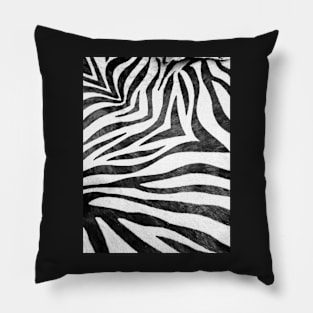 Photographic Image of Realistic Zebra Print in Black and White Pillow