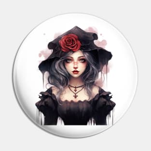 Gothic Roses Lady #2 Pin