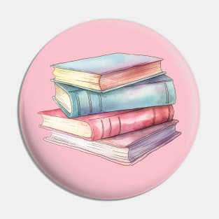 Stack Books Pastel Art Pin