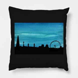 London Skyline Teal Mini Pillow