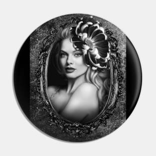 Dark Black and white black lips SHADE OF GRAYS, BEAUTIFUL girl portrait artwork Pin