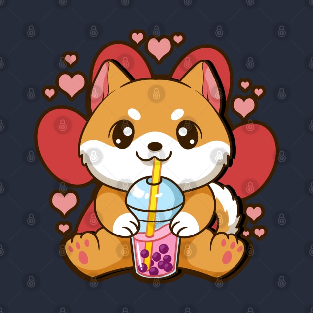 Bubble Tea Shiba Inu Boba Kawaii Anime Japan by E