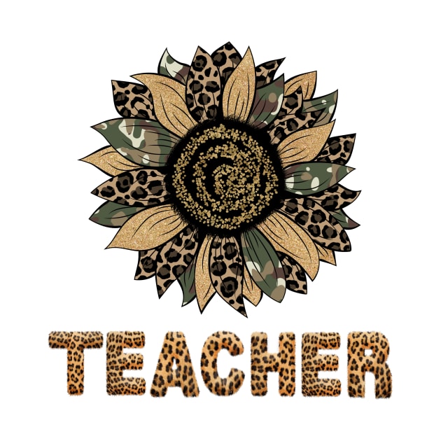 Cute Sunflower Leopard Teacher Tee Back To School by drag is art