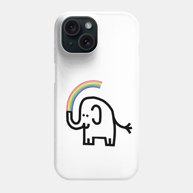 Black and White Elephant Creates Colorful Rainbow Phone Case by ellenhenryart