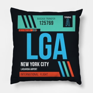 New York (LGA) Airport Code Baggage Tag Pillow