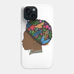 Queen - Afro Big Natural Hair - brown skin girl Phone Case