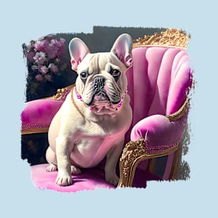 French Bulldog in Pink Chair T-Shirt