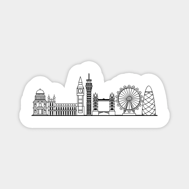 London Skyline in black with details Magnet by Mesyo