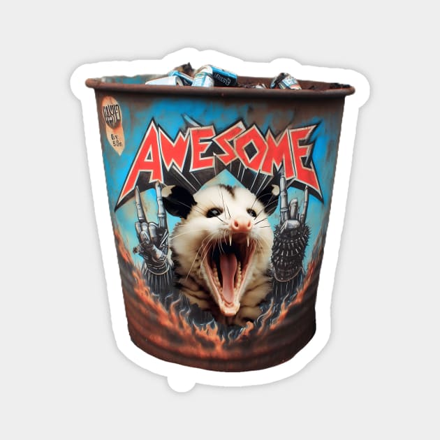 Awesome possum garbage can Magnet by NightvisionDesign