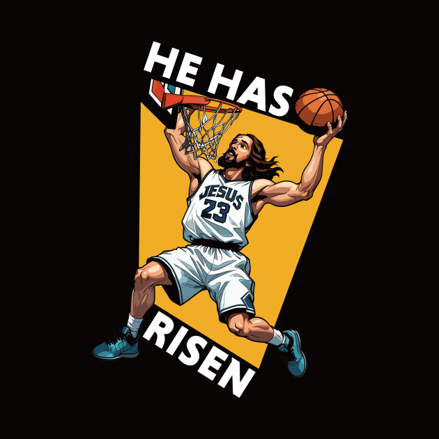 He Has Risen // Funny Dunking Jesus Basketball Player // Christian Humor by SLAG_Creative