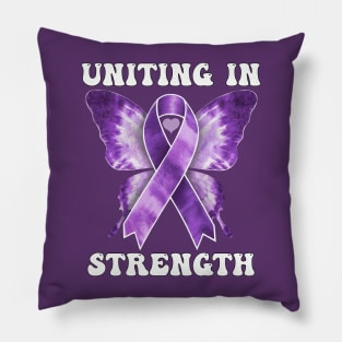 Purple Ribbon Tie Dye Butterfly Lupus Awareness Pillow