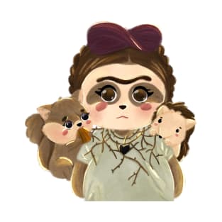 self portrait with thorn necklace, hanul the hedgehog and jandi the squirrel by jilooo T-Shirt