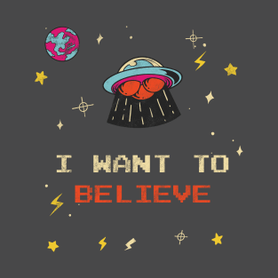 Distressed UFO I Want To Believe T-Shirt