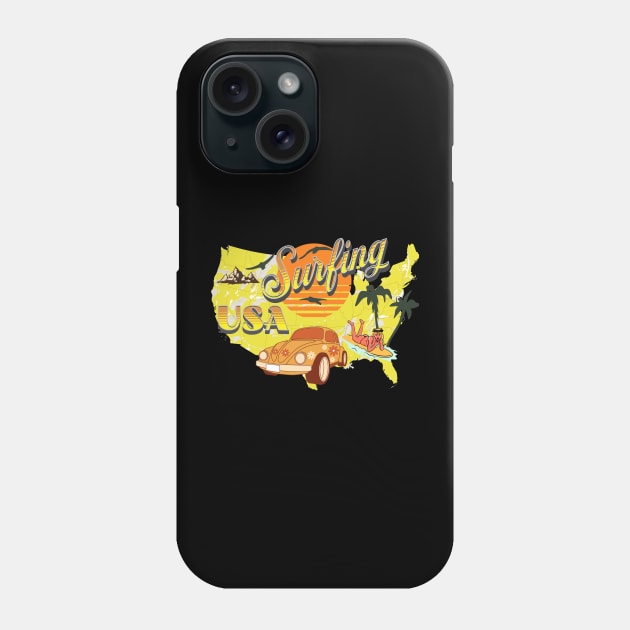 Surfing USA Adventure Retro Label Phone Case by antarte