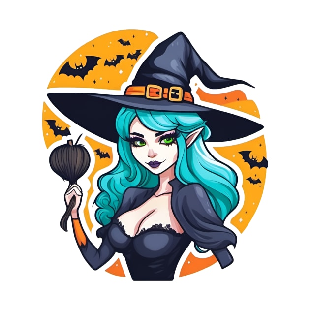 A witch holding a magical broom by CreativeXpro