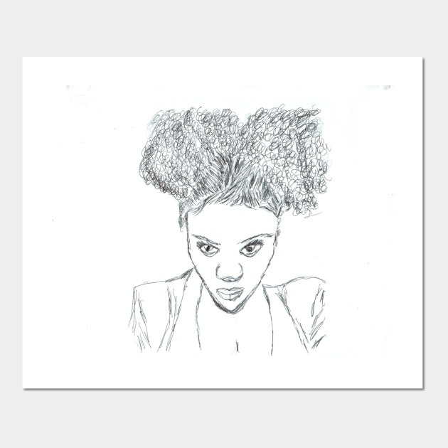 Curlygirl Kinky Natural Hair Afro Puff Drawing T Shirt Art