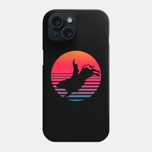 Cowboy Bull Rider retro sunset Phone Case by Geoji 