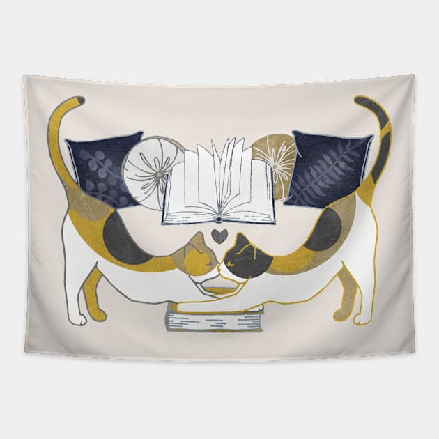 Comfort Creatures - Library Cat Lovers Tapestry by PerrinLeFeuvre