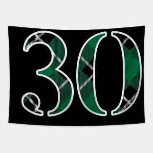 30 Sports Jersey Number Green Black Flannel Tapestry