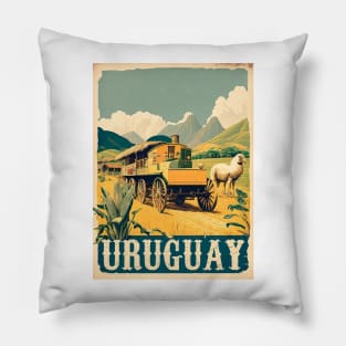 Uruguay Vintage Travel Art Poster Pillow