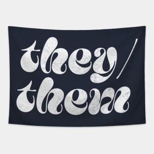 They/Them Pronouns --- Retro Style Design Tapestry